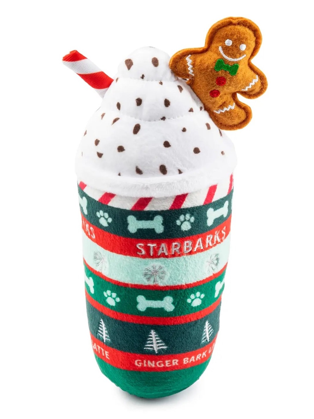 Christmas Starbarks Coffee Latte Dog Toy Gingerbread Plush Holiday Pet Toy